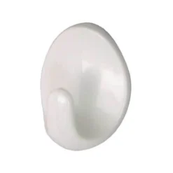 None Small Oval Self-Adhesive Hook White - 4 Pack
