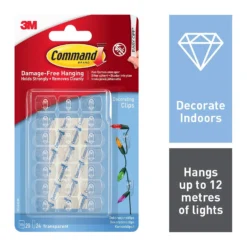 Command Clear Christmas & Decorating Clips With Clear Strips