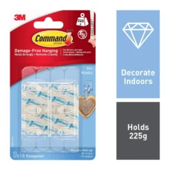 Command Mini Clear Self Adhesive Hooks With Clear Strip