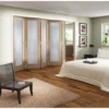 Obscure Glazed Oak Veneer 5 Door Internal Room Divider - 3158mm Wide