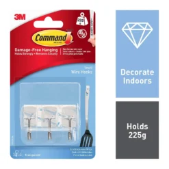 Command Small Clear Wire Hooks With Clear Strips