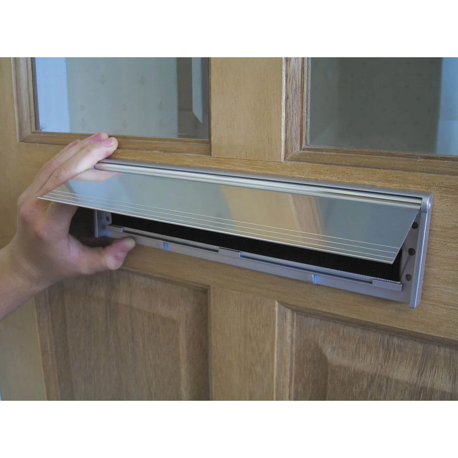 Stormguard Internal Letter Box Plate With Flap Draught Excluder - Chrome Effect 1 Stormguard Internal Letter Box Plate With Flap Draught Excluder - Chrome Effect