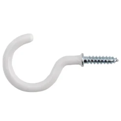None White Shoulder Cup Hook - 38mm - 6 Pack