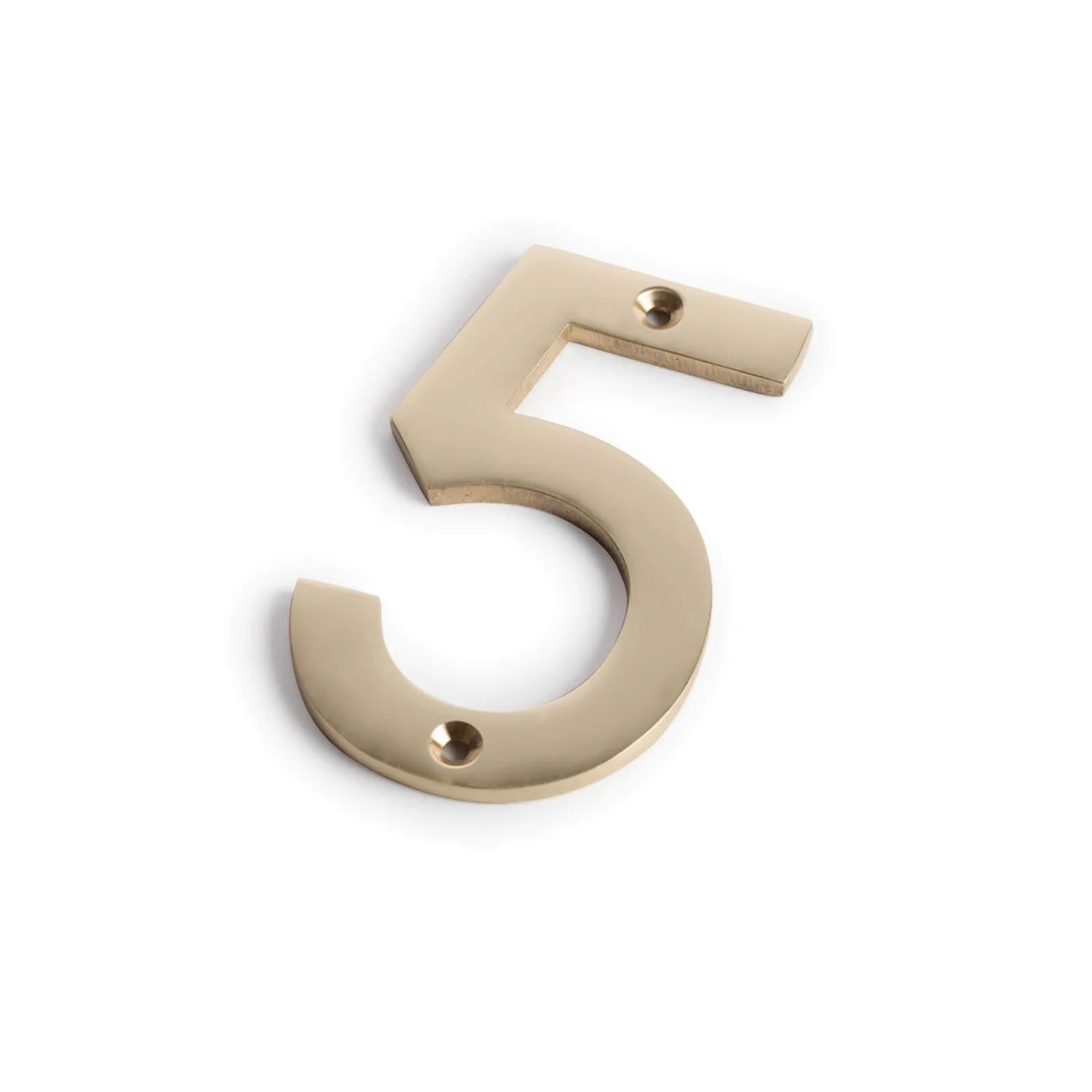 Polished Brass Numeral - Screw Fixing - 100mm - 5 1 Polished Brass Numeral - Screw Fixing - 100mm - 5