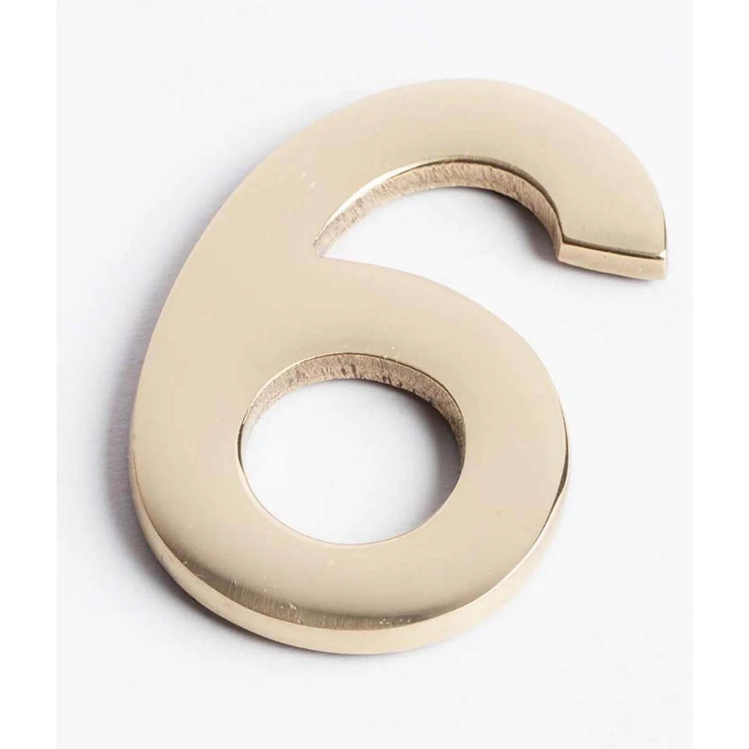 Polished Brass Numeral - Self Adhesive - 60mm - 6 1 Polished Brass Numeral - Self Adhesive - 60mm - 6
