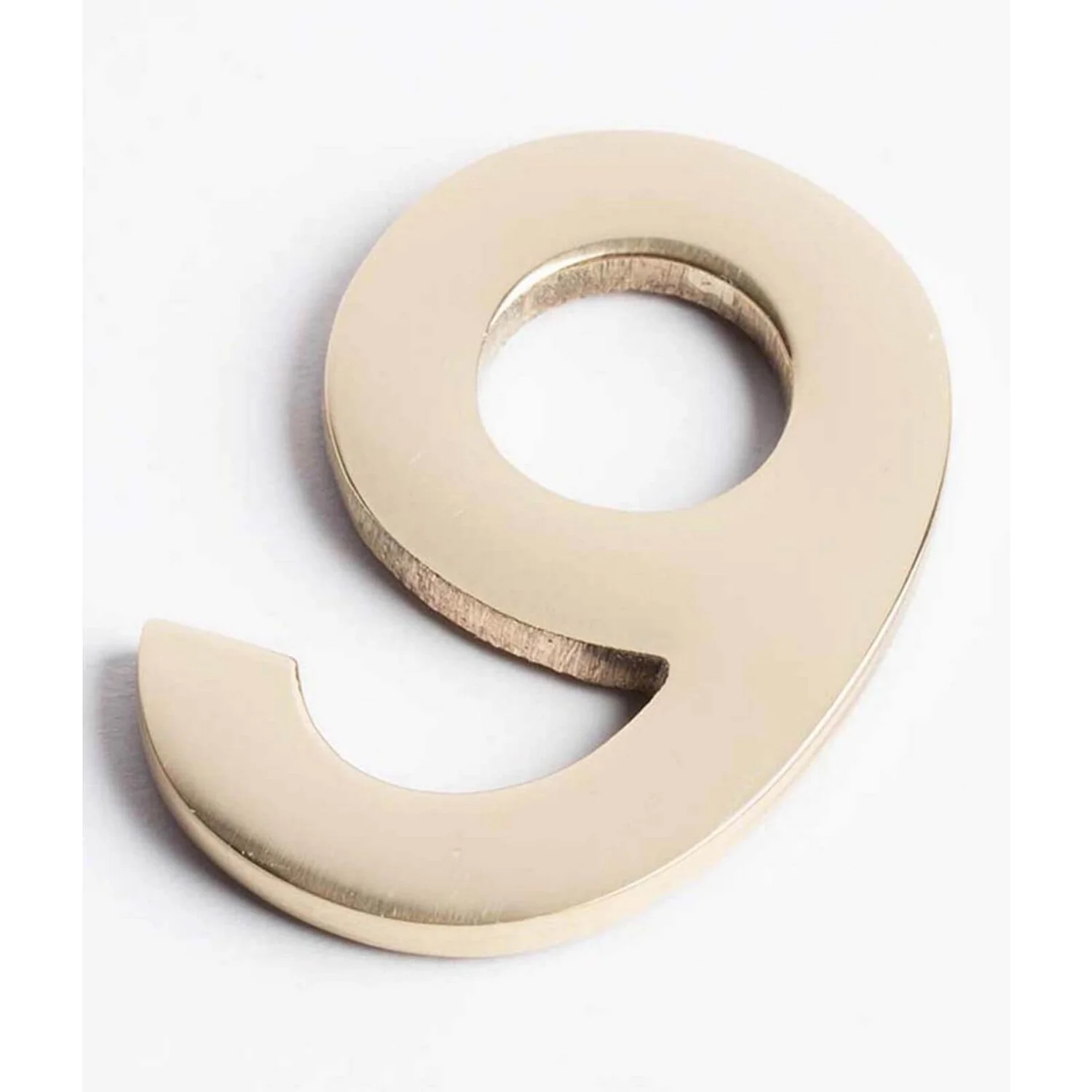 Polished Brass Numeral - Self Adhesive - 60mm - 9 1 Polished Brass Numeral - Self Adhesive - 60mm - 9
