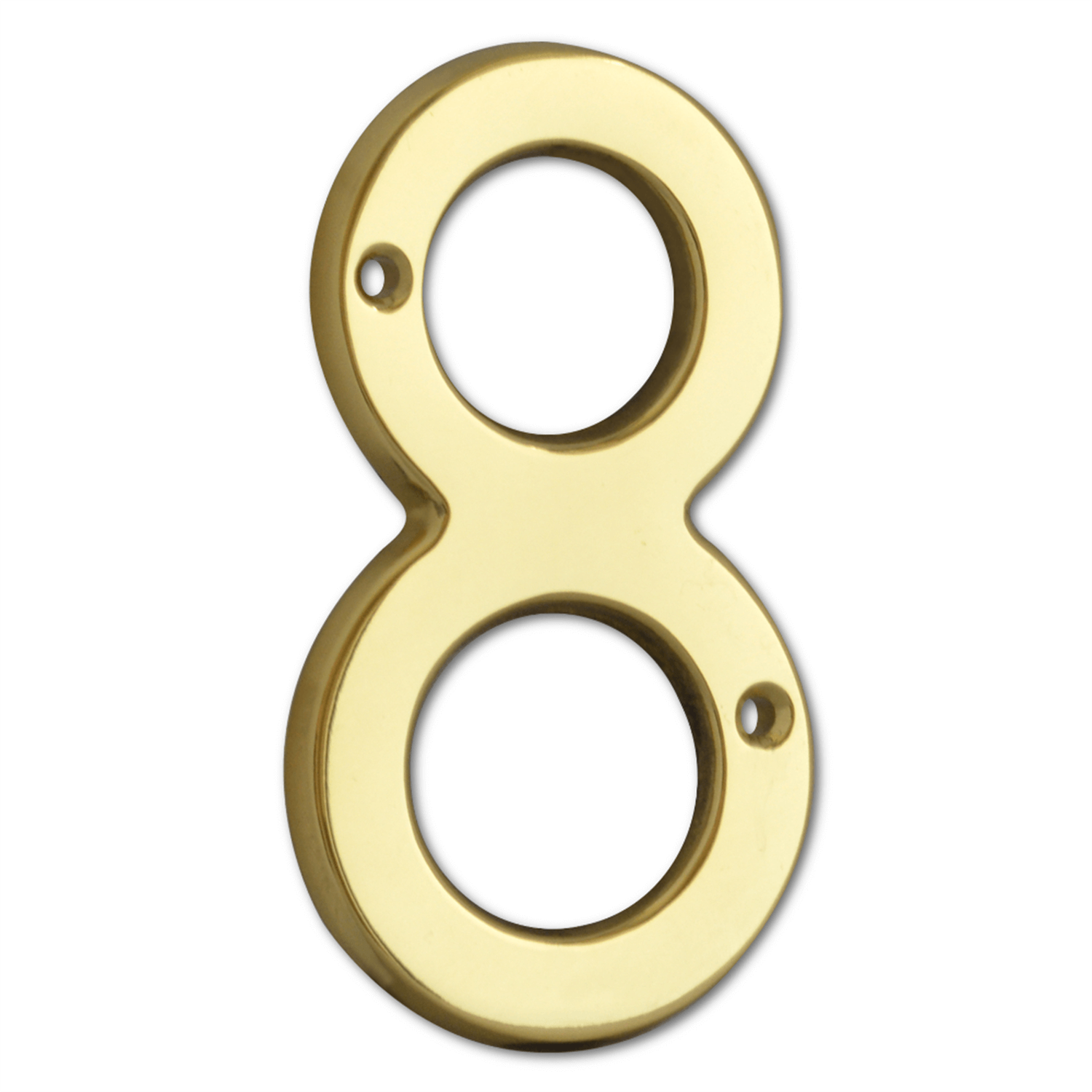 Polished Brass Numeral - Screw Fixing - 75mm - 8 1 Polished Brass Numeral - Screw Fixing - 75mm - 8