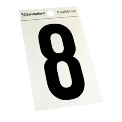 Breeze Silver Self Adhesive House Number - 85mm - 8