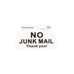 Self Adhesive No Junk Mail Sign - 75 X 75mm