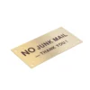 Brass No Junk Mail Sign - 95 X 47mm