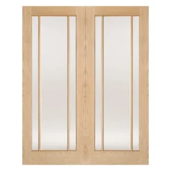 Lincoln Internal Glazed Unfinished Oak 3 Lite Pair Doors - 1220 X 1981mm
