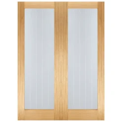 Mexicano Internal Glazed Unfinished Oak 1 Lite Pair Doors - 1168 X 1981mm