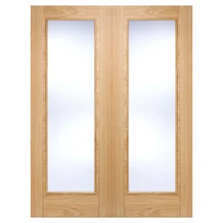 Vancouver Pattern 10 Internal Glazed Pre-Finished Oak 1 Lite Pair Doors - 1220 X 1981mm