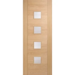 Vancouver Brilliant Cut Internal Glazed Prefinished Oak 4 Lite Door - 762 X 1981mm