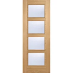 Vancouver Internal Glazed Prefinished Oak 4 Lite Fire Door - 762 X 1981mm