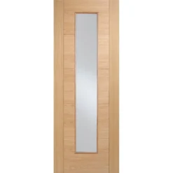 Vancouver Long Light Internal Prefinished Oak 1 Lite Fire Door - 838 X 1981mm