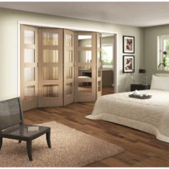 Shaker Oak 4 Light Clear Glazed Interior Folding Doors 5 X 0 2047 X 3538mm
