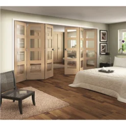 Shaker Oak 4 Light Clear Glazed Interior Folding Doors 3 X 3 2047 X 3771mm