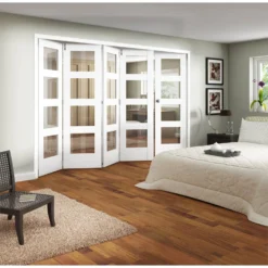 Shaker White Primed 4 Light Clear Glazed Interior Folding Doors 4 X 1 2047 X 3158mm