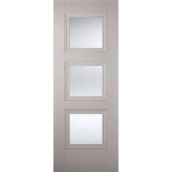 Amsterdam Internal Glazed Primed Silk Grey 3 Lite Door - 762 X 1981mm