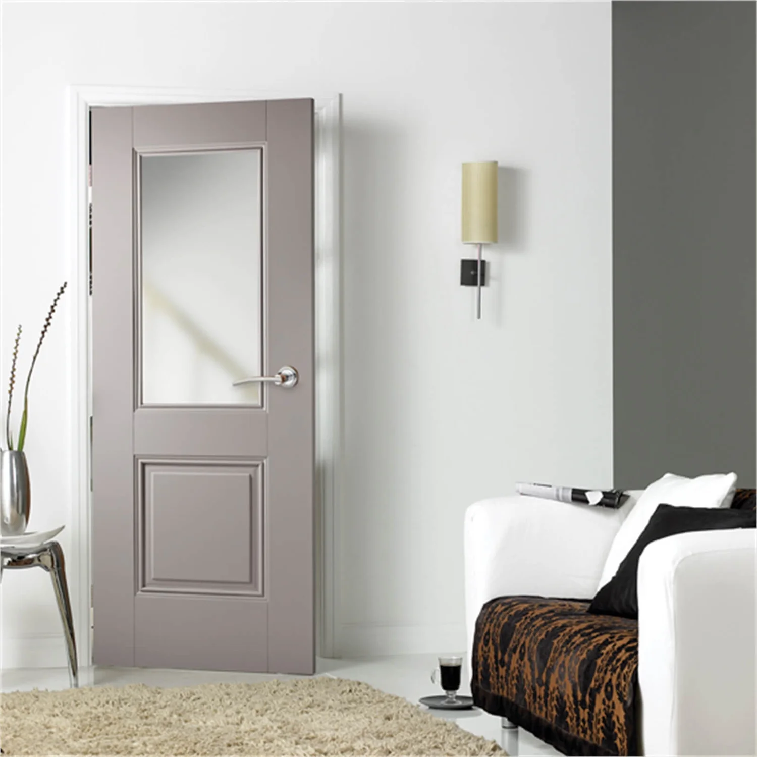 Arnhem Internal Glazed Primed Silk Grey 1 Lite 1 Panel Door - 762 X 1981mm 2 Arnhem Internal Glazed Primed Silk Grey 1 Lite 1 Panel Door - 762 X 1981mm - Image 2