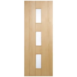 Copenhagen External Glazed Unfinished Oak 3 Lite Door - 762 X 1981mm