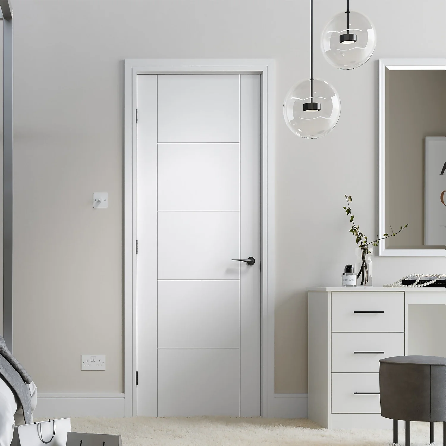 Vancouver Internal Primed White 5 Panel Door - 762 X 1981mm 2 Vancouver Internal Primed White 5 Panel Door - 762 X 1981mm - Image 2