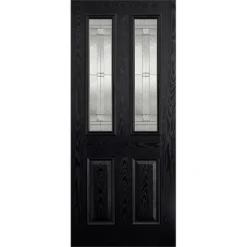 Malton External Glazed Black GRP 2 Lite Door - 838 X 1981mm