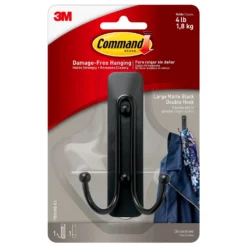 Command Large Self Adhesive Double Hook - Matte Black -COMMAND Sales Store 12829406 8534833195898833