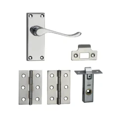 None Homebuild Victorian Scroll Short Backplate Internal Door Pack - Polished Chrome