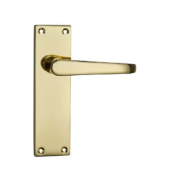None Homebuild Victorian Straight Long Backplate Latch Lever Set - Polished Brass