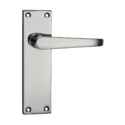 None Homebuild Victorian Straight Long Backplate Latch Lever Set - Polished Chrome