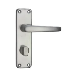 None Homebuild Long Backplate Privacy Lever Set - Brushed Aluminium