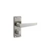 None Homebuild Victorian Straight Short Backplate Privacy Lever Set - Brushed Nickel
