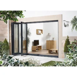 Aluvu Exterior Door - Foldslide 3 Door - Left Hand Stack - Grey 2.4m