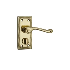 None Homebuild Georgian Short Backplate Privacy Lever Set - Polished Brass
