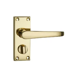 None Homebuild Victorian Straight Short Backplate Privacy Lever Set - Polished Brass