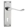 None Homebuild Victorian Scroll Long Backplate Lock Lever Set - Polished Chrome