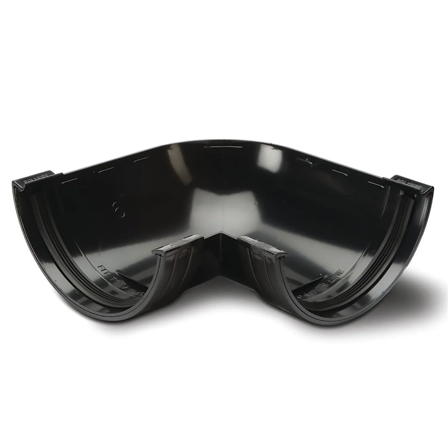 Polypipe Half Round 75mm 90 Degrees Angle Black 1 Polypipe Half Round 75mm 90 Degrees Angle Black