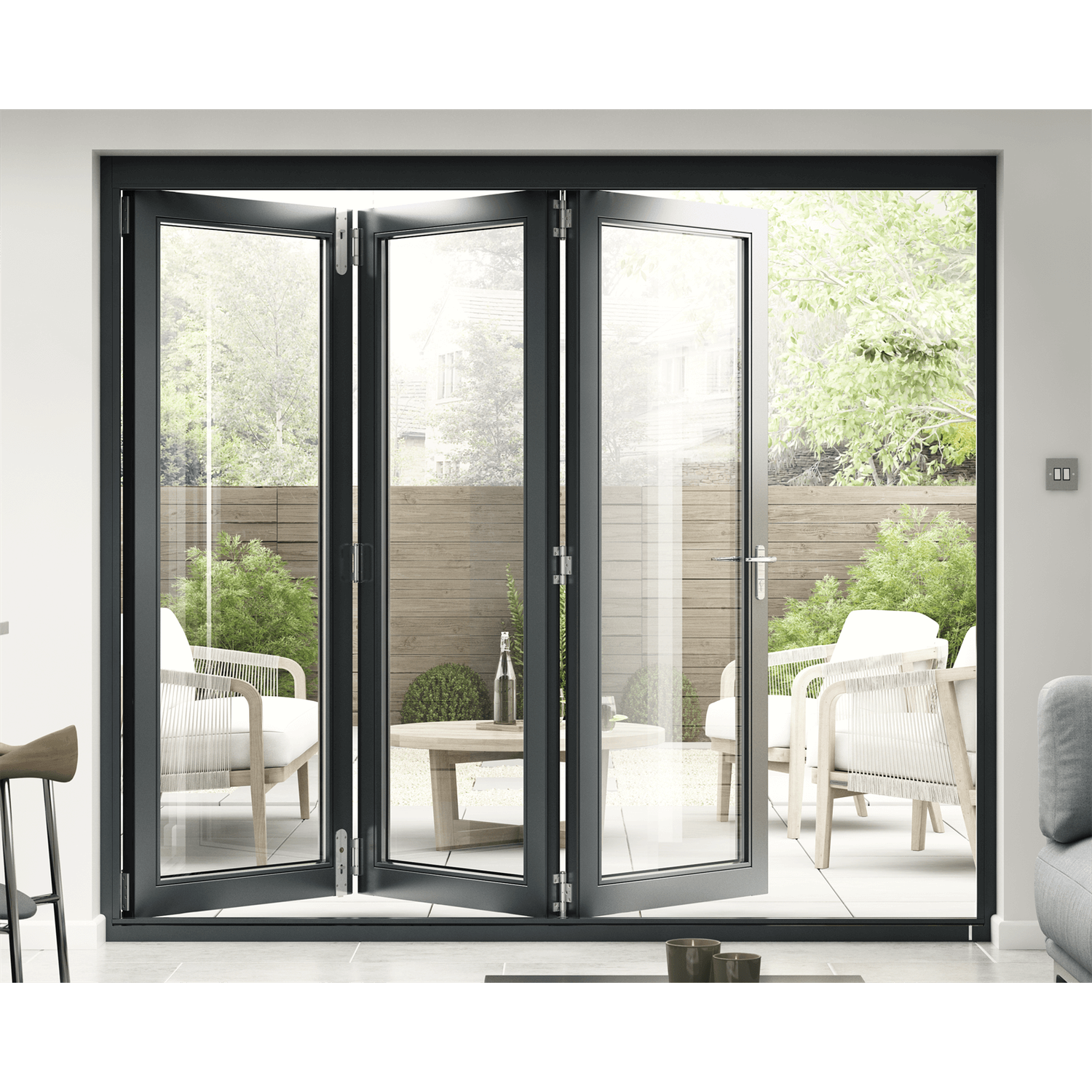 Rohden Slide & Fold Door Set 2400mm - Grey 2 Rohden Slide & Fold Door Set 2400mm - Grey - Image 2