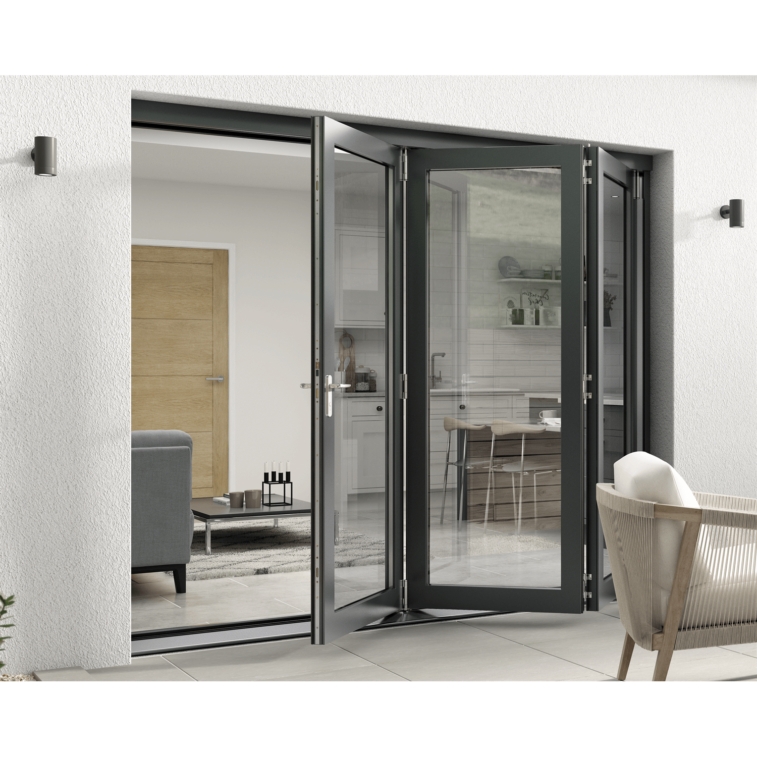 Rohden Slide & Fold Door Set 2400mm - Grey 1 Rohden Slide & Fold Door Set 2400mm - Grey