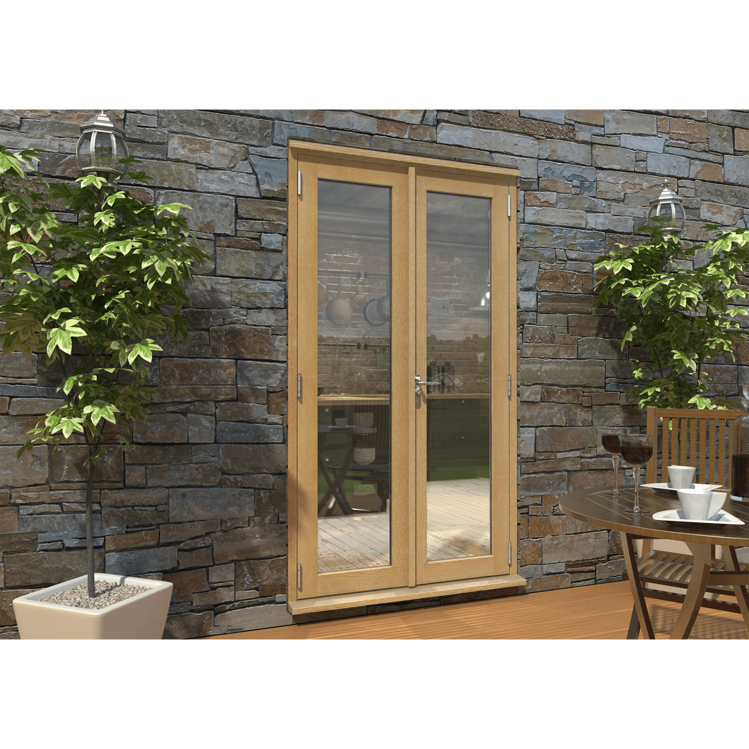 Rohden French Door Set 1200mm - Unfinished Oak 1 Rohden French Door Set 1200mm - Unfinished Oak