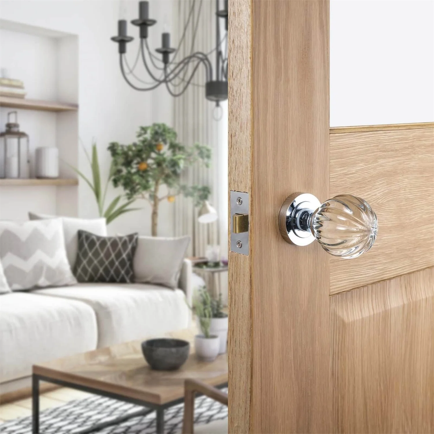 Sandleford Terni Glass Mortice Knob Set - Polished Chrome 3 Sandleford Terni Glass Mortice Knob Set - Polished Chrome - Image 3