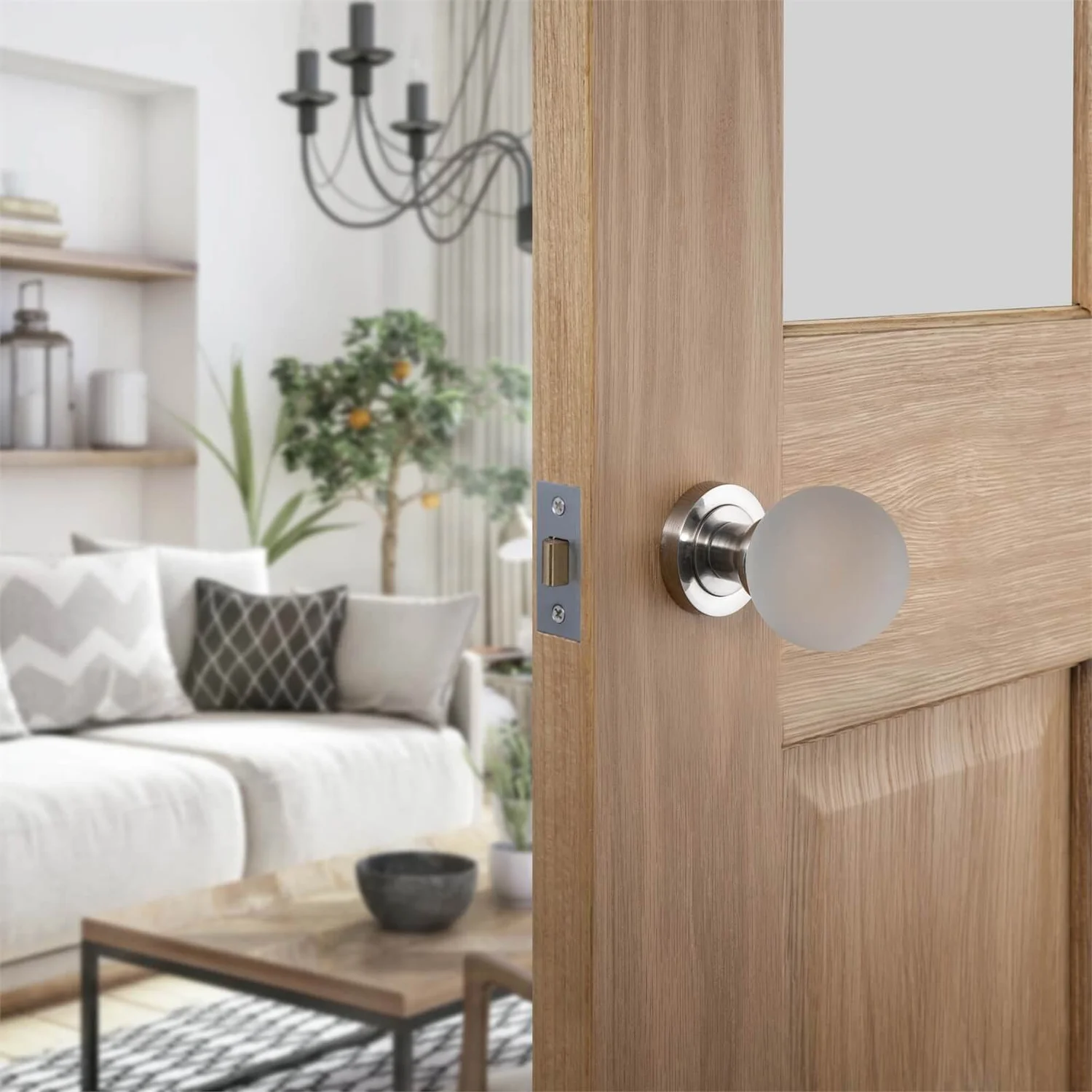 Sandleford Novara Glass Mortice Knob Set - Brushed Nickel 3 Sandleford Novara Glass Mortice Knob Set - Brushed Nickel - Image 3