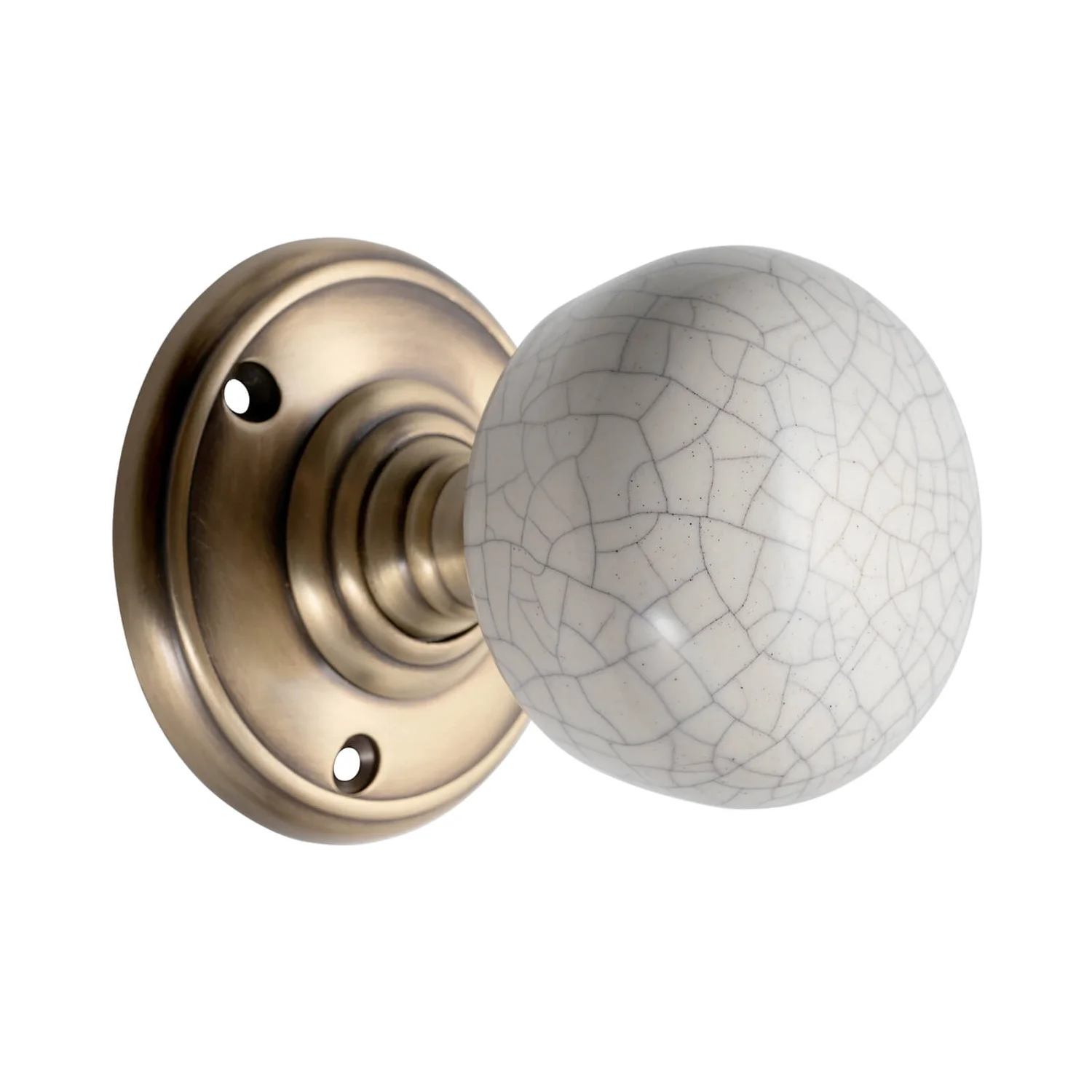 Sandleford Pittville Ceramic Mortice Knob Set - Cream Crackle & Antique Brass 1 Sandleford Pittville Ceramic Mortice Knob Set - Cream Crackle & Antique Brass