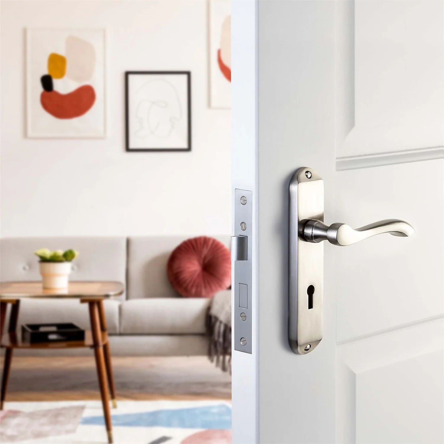 Sandleford Wentworth Lock Lever Set - Brushed Nickel 2 Sandleford Wentworth Lock Lever Set - Brushed Nickel - Image 2