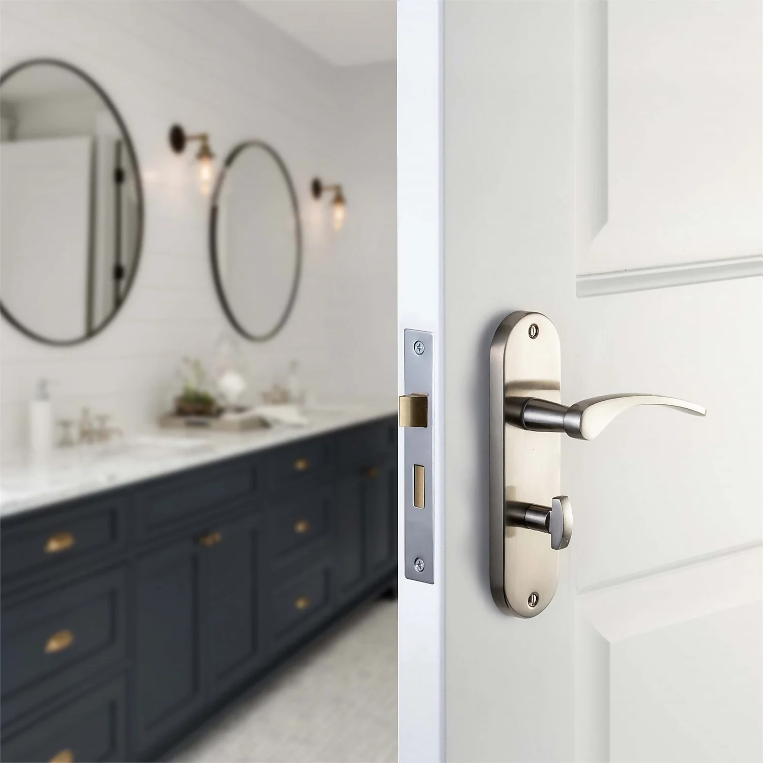 Sandleford Moreton Bathroom Lever Set - Brushed Nickel 2 Sandleford Moreton Bathroom Lever Set - Brushed Nickel - Image 2