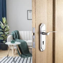 Sandleford Hainton Lock Lever Set - Dual Tone Polished & Brushed Chrome -COMMAND Sales Store 12836084 1994832953331085