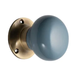 Sandleford Stratton Ceramic Mortice Knob Set - Blue And Antique Brass