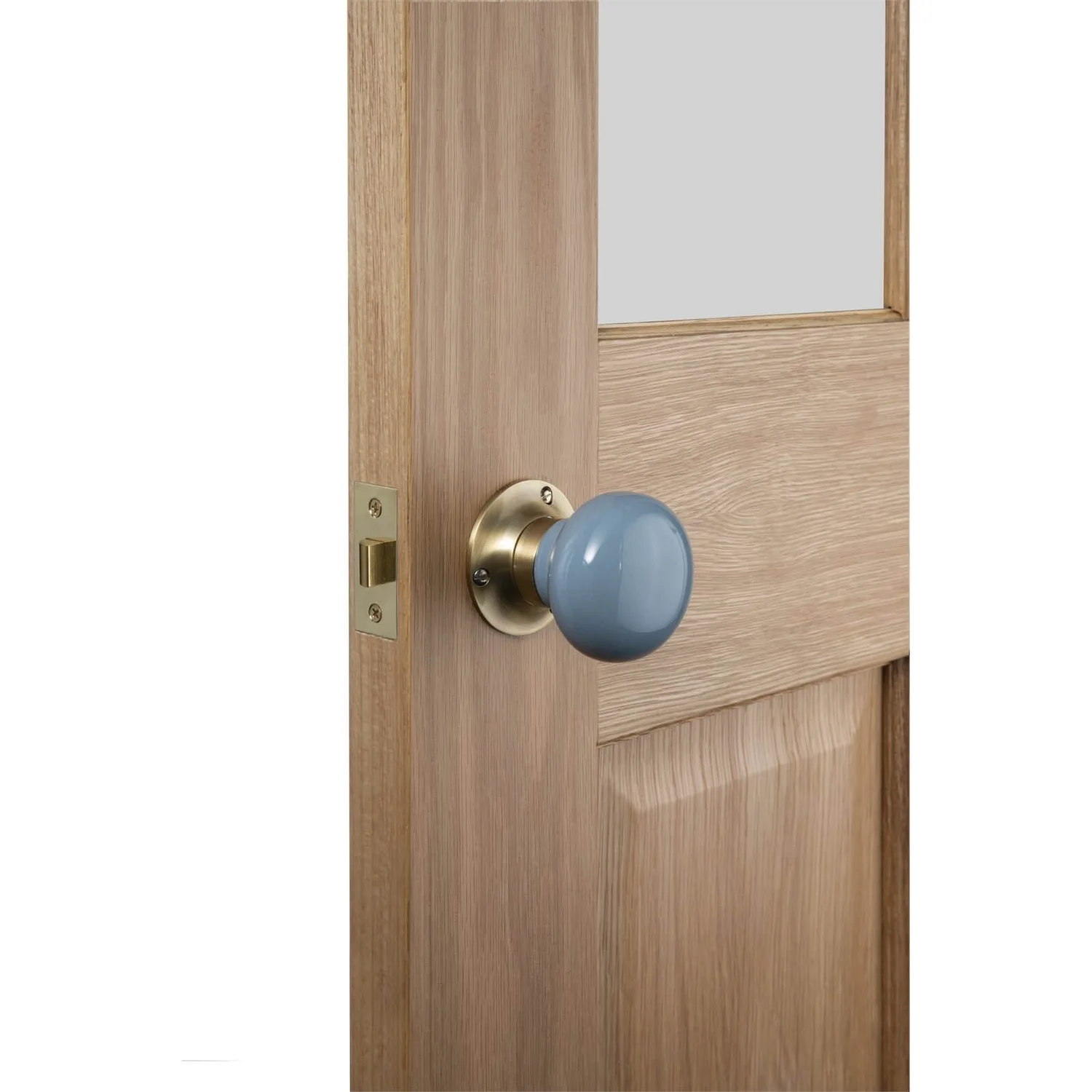 Sandleford Stratton Ceramic Mortice Knob Set - Blue And Antique Brass 2 Sandleford Stratton Ceramic Mortice Knob Set - Blue And Antique Brass - Image 2